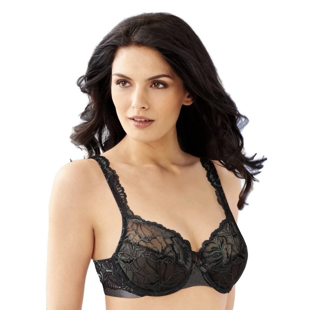 NEW Bali Bra Lace Desire Full-Figure Underwire Black Women's Size 34DD DF6543